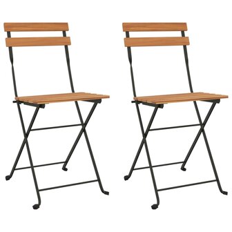 Bistrostoelen 2 st inklapbaar massief teakhout en staal 2