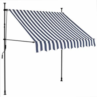 Luifel handmatig uitschuifbaar met LED 100 cm blauw en wit 2