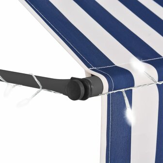 Luifel handmatig uitschuifbaar met LED 100 cm blauw en wit 4