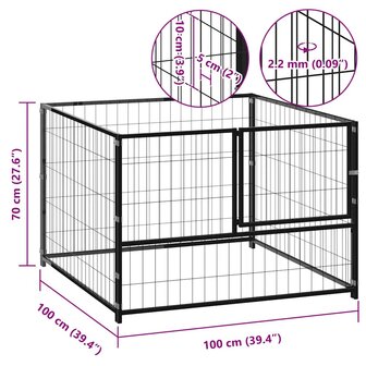Hondenkennel 100x100x70 cm staal zwart 5