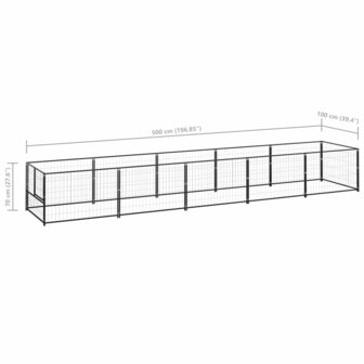 Hondenkennel 5 m&sup2; staal zwart 6