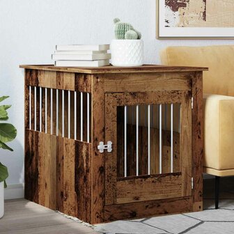 Hondenbench 64,5x80x71 cm bewerkt hout oud houtkleurig 3