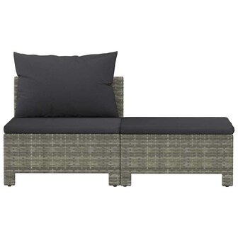2-delige Loungeset met kussens poly rattan grijs 4