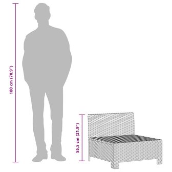 2-delige Loungeset met kussens poly rattan grijs 9