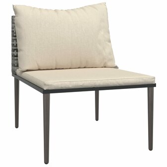 3-delige Loungeset met kussens poly rattan grijs 5