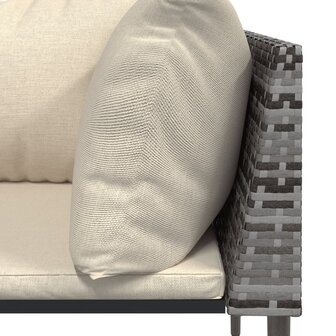 3-delige Loungeset met kussens poly rattan grijs 8