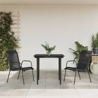 3-delige Tuinset textileen en staal zwart 1