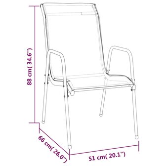 3-delige Tuinset textileen en staal zwart 6