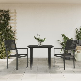 3-delige Tuinset textileen en staal zwart 1