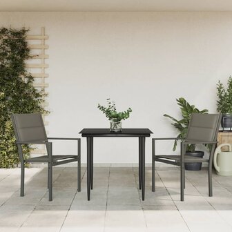 3-delige Tuinset textileen en staal zwart 1