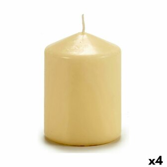 Kaars Cr&egrave;me 7 x 10 x 7 cm (4 Stuks) 1