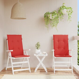 Tuinstoelkussens 2 st hoge rug 120x50x3 cm stof rood 1