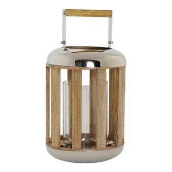 Lantaarn DKD Home Decor Zilverkleurig Metaal Hout 22 x 22 x 32 cm 1