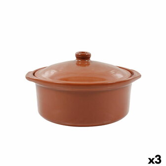 Sauspan Azofra Aardewerk 24,5 x 23 x 16,7 cm Met deksel (3 Stuks) 1