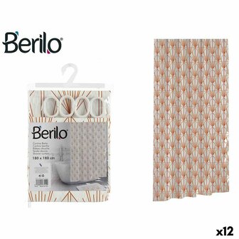 Douchegordijn Berilo Art Nouveau Wit Brons Plastic 180 x 180 x 0,008 cm (12 Stuks) 1