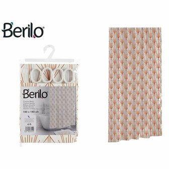 Douchegordijn Berilo Art Nouveau Wit Brons Plastic 180 x 180 x 0,008 cm (12 Stuks) 2