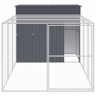 Hondenhok met ren 214x457x181 cm gegalvaniseerd staal antraciet 3