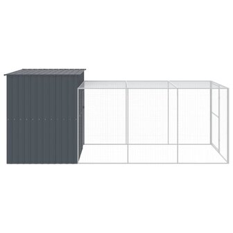 Hondenhok met ren 214x457x181 cm gegalvaniseerd staal antraciet 4