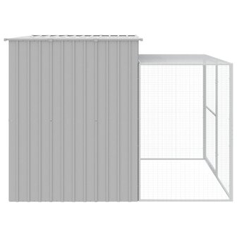 Hondenhok met ren 214x253x181 cm staal lichtgrijs 4