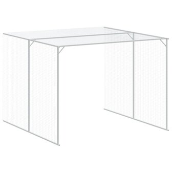 Hondenhok met ren 214x457x181 cm staal lichtgrijs 7