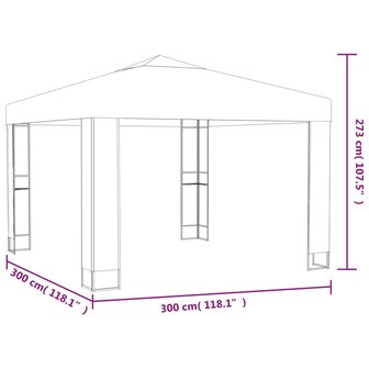 Prieel met dubbel dak en LED-lichtslinger 3x3 m wit 8