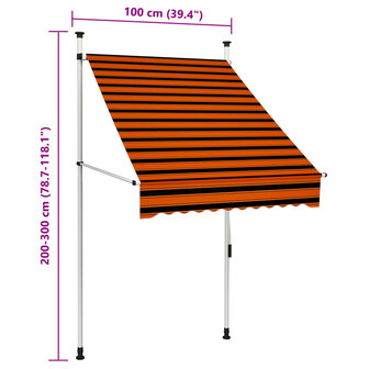 Luifel handmatig uittrekbaar 100 cm oranje en bruin 7