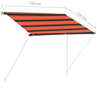 Luifel uittrekbaar 150x150 cm oranje en bruin 8