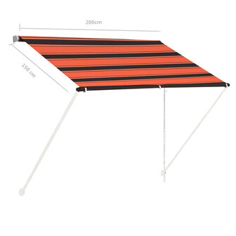 Luifel uittrekbaar 200x150 cm oranje en bruin 7