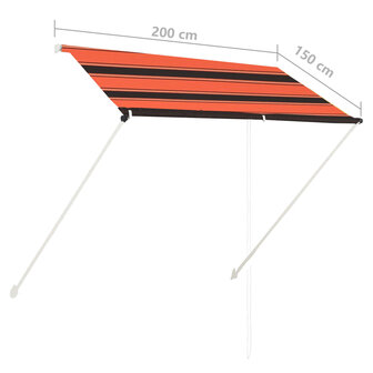 Luifel uittrekbaar 200x150 cm oranje en bruin 8