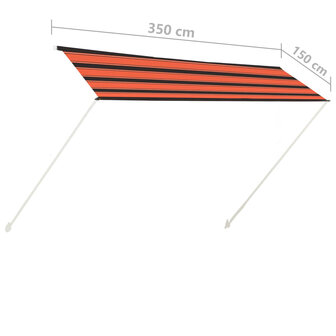 Luifel uittrekbaar 350x150 cm oranje en bruin 7