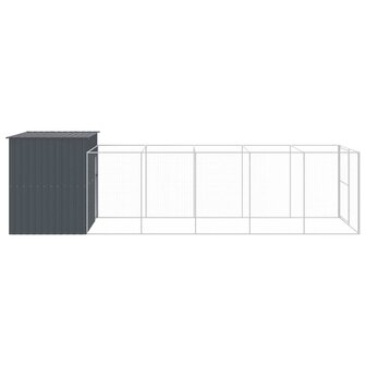 Hondenhok met ren 214x661x181 cm gegalvaniseerd staal antraciet 4