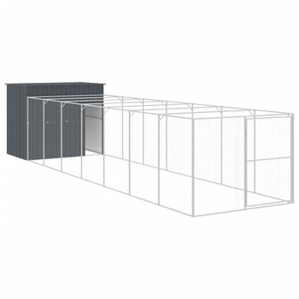 Hondenhok met ren 214x865x181 cm gegalvaniseerd staal antraciet 2