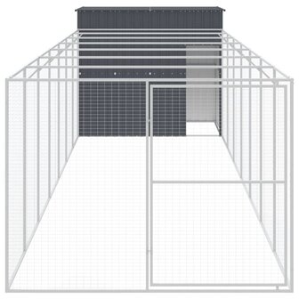 Hondenhok met ren 214x865x181 cm gegalvaniseerd staal antraciet 3