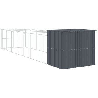 Hondenhok met ren 214x865x181 cm gegalvaniseerd staal antraciet 5