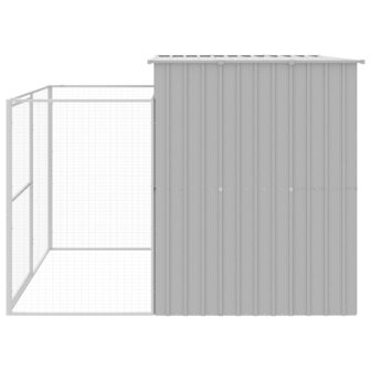 Hondenhok met ren 214x253x181 cm staal lichtgrijs 5