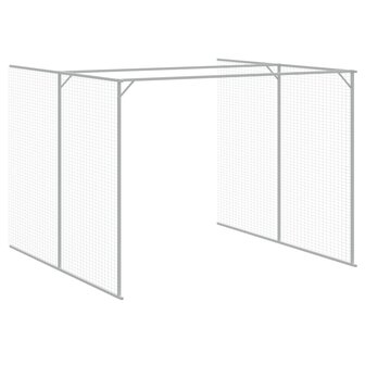 Hondenhok met ren 214x661x181 cm staal lichtgrijs 7