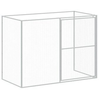 Hondenhok met ren 214x661x181 cm staal lichtgrijs 8