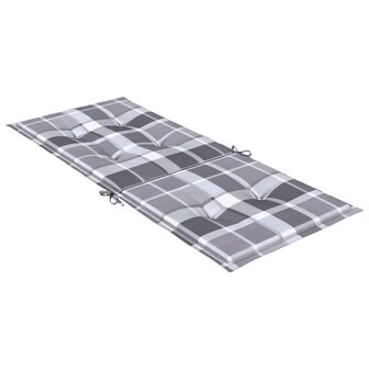 Tuinstoelkussens 2 st hoge rug ruitpatroon 120x50x3 cm grijs 6