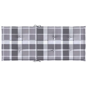 Tuinstoelkussens 2 st hoge rug ruitpatroon 120x50x3 cm grijs 7