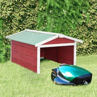 Overkapping voor grasmaaier 72x87x50 cm vurenhout rood en wit 1