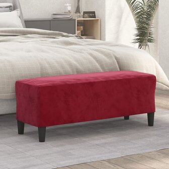 Bankje 100x35x41 cm fluweel wijnrood 1