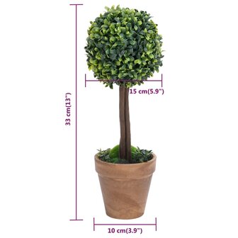 Kunstplanten met pot 2 st buxus bolvorming 33 cm groen 6