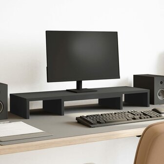 Monitorstandaard verstelbaar 80x24x10,5 cm bewerkt hout zwart 1