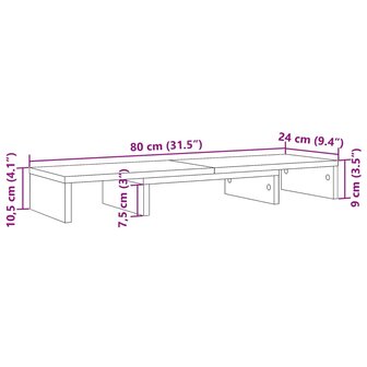 Monitorstandaard verstelbaar 80x24x10,5 cm bewerkt hout zwart 9
