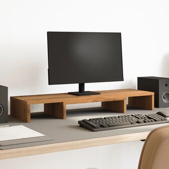 Monitorstandaard verstelbaar 80x24x10,5cm hout artisanaal eiken 1