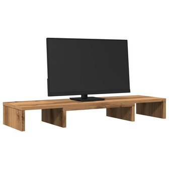 Monitorstandaard verstelbaar 80x24x10,5cm hout artisanaal eiken 3