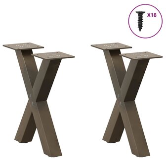 Salontafelpoten 2 st X-vormig 37x(30-31) cm staal naturel 3