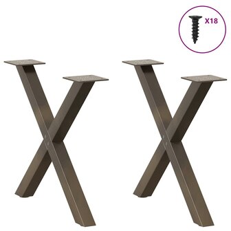 Salontafelpoten 2 st X-vormig 50x(42-43) cm staal naturel 3