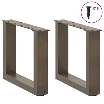 Salontafelpoten 2 st U-vormig 30x(30-31) cm staal naturel 3