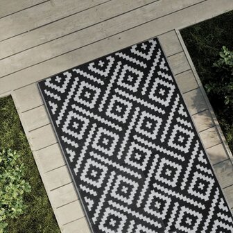 Buitenkleed ARAKIL 80x250 cm polypropeen wit en zwart 1